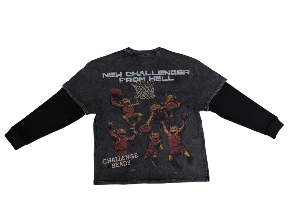 MAJESTIK MEN’S GARMENT DYED TWOFER(W/THERMAL) TW2595 BLACK