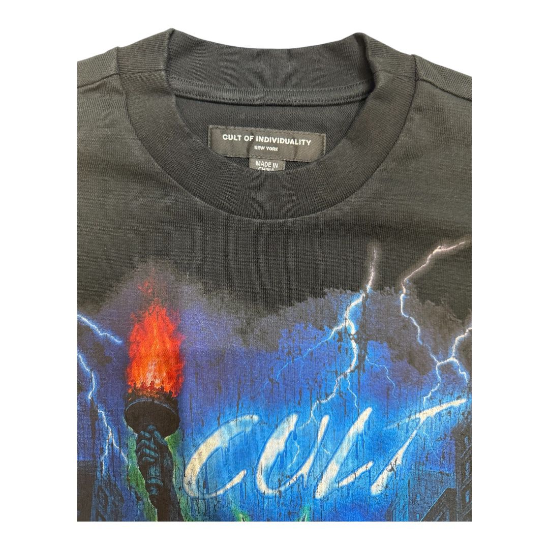 CULT OF INDIVIDUALITY oversized short SLEEVE CREW NECK TEE "BIG APPLE"