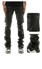 KDNK WAXED SNAP CARGO PANTS KNB3396 BLACK