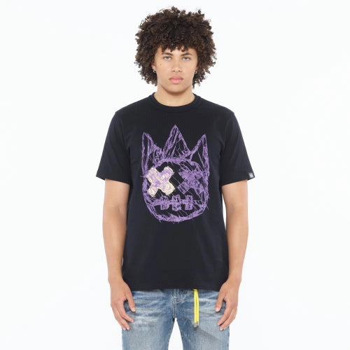 CULT Cult's Short Sleeve Crew Neck Tee "Shattered Logo" in Black 625A5-K24A