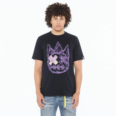 CULT Cult's Short Sleeve Crew Neck Tee "Shattered Logo" in Black 625A5-K24A