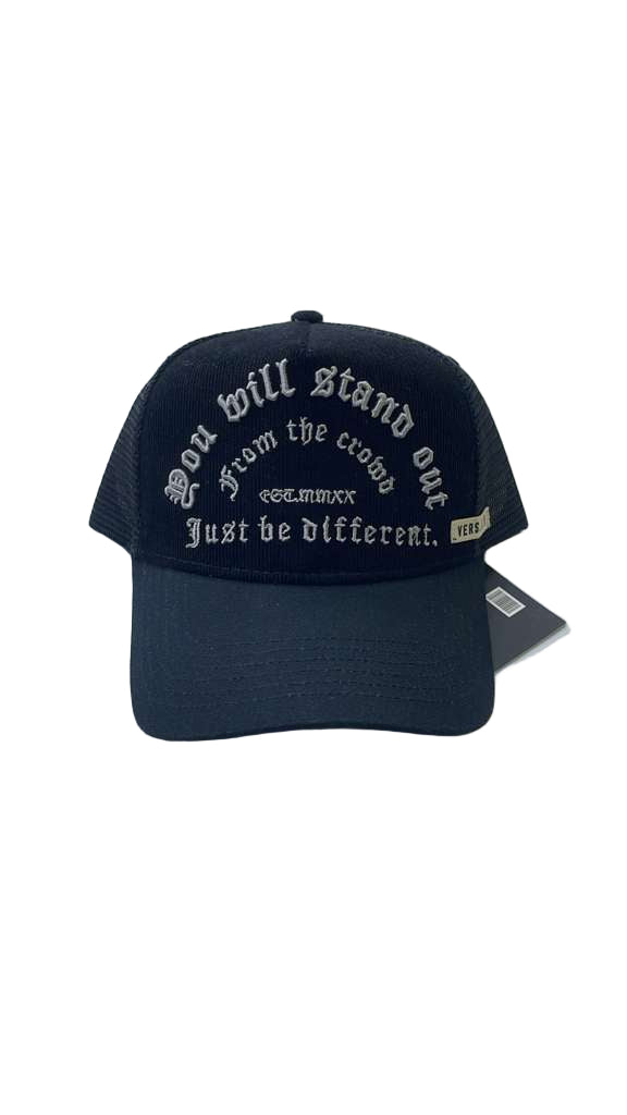 JERGHATS Dark Trucker Hat J.B.D. 1.1 - Just Be Different. BLACK