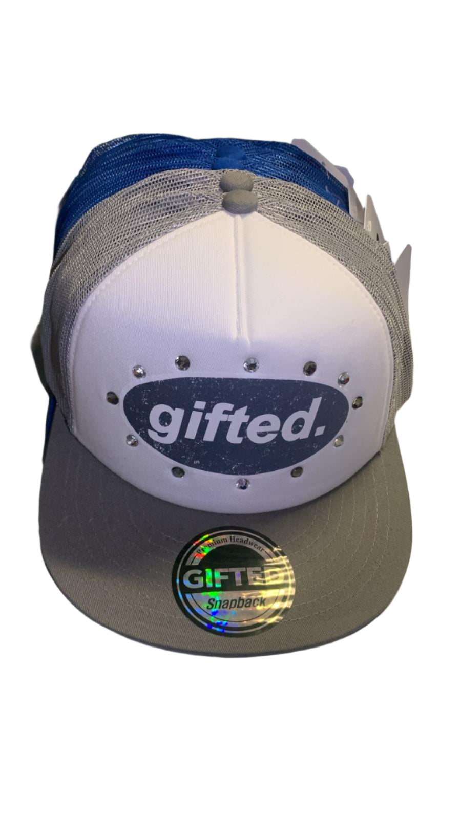 GIFTED RHINESTONE HAT GRAY/WHITE / NAVY 5