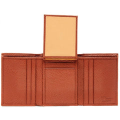 Access Denied Genuine Leather Trifold Leather Id Wallet For Men Rfid Block TAN -Pebble