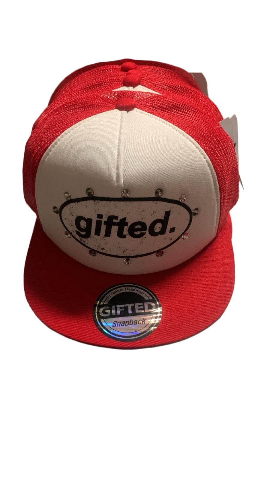 GIFTED RHINESTONE HAT RED/WHITE/BLACK