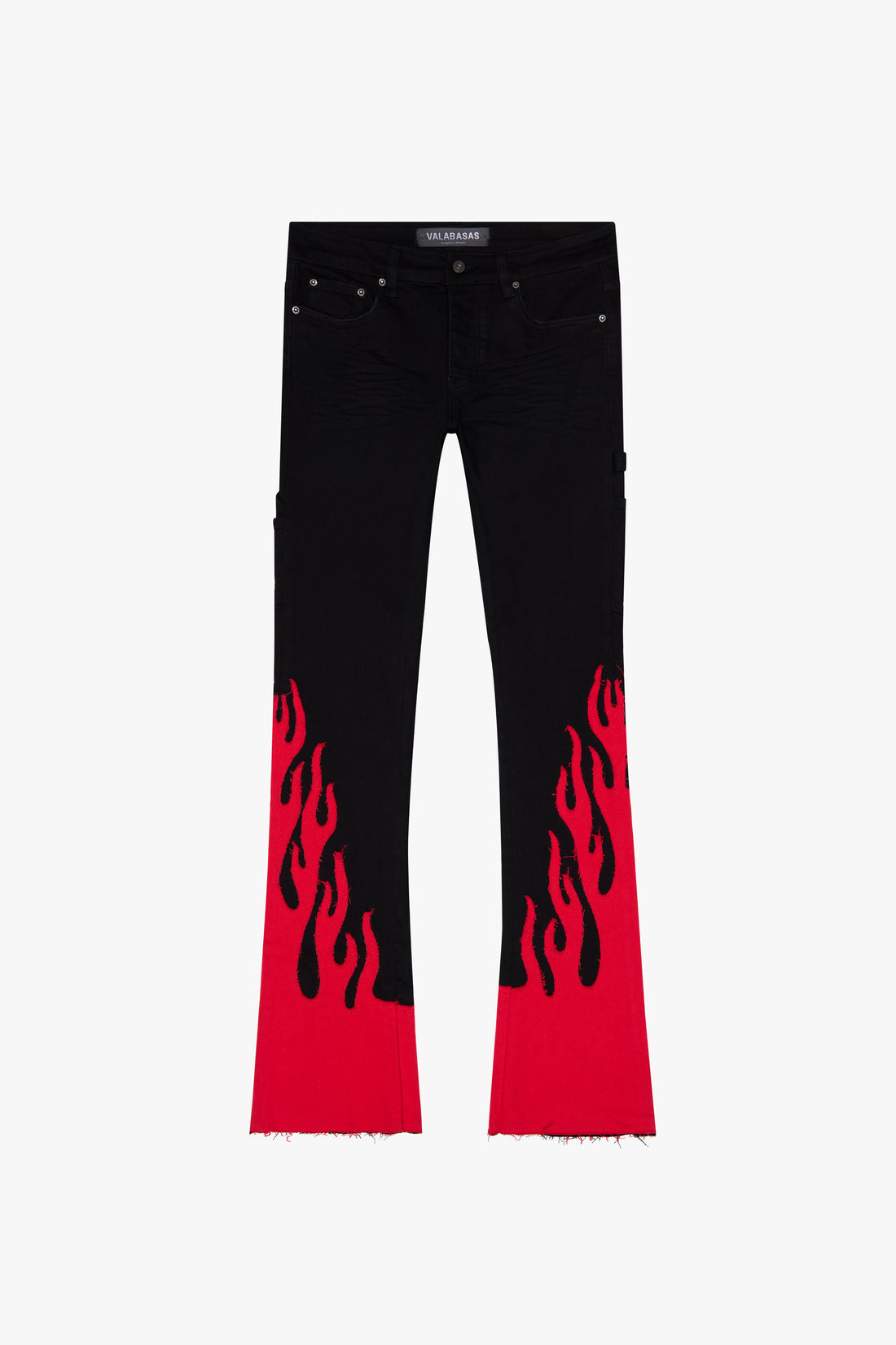 VALABASAS FLARE FLAME" BLACK RED STACKED FLARE JEAN VLBS5879 BLACK/RED