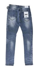 KDNKLACE PRINT RHINESTONE JEANS KND4851 BLUE
