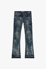 VALABASAS LOOMIS " DARK BLUE WASH FLARED STACKED JEAN VLBS3897 DK. BLUE WASH