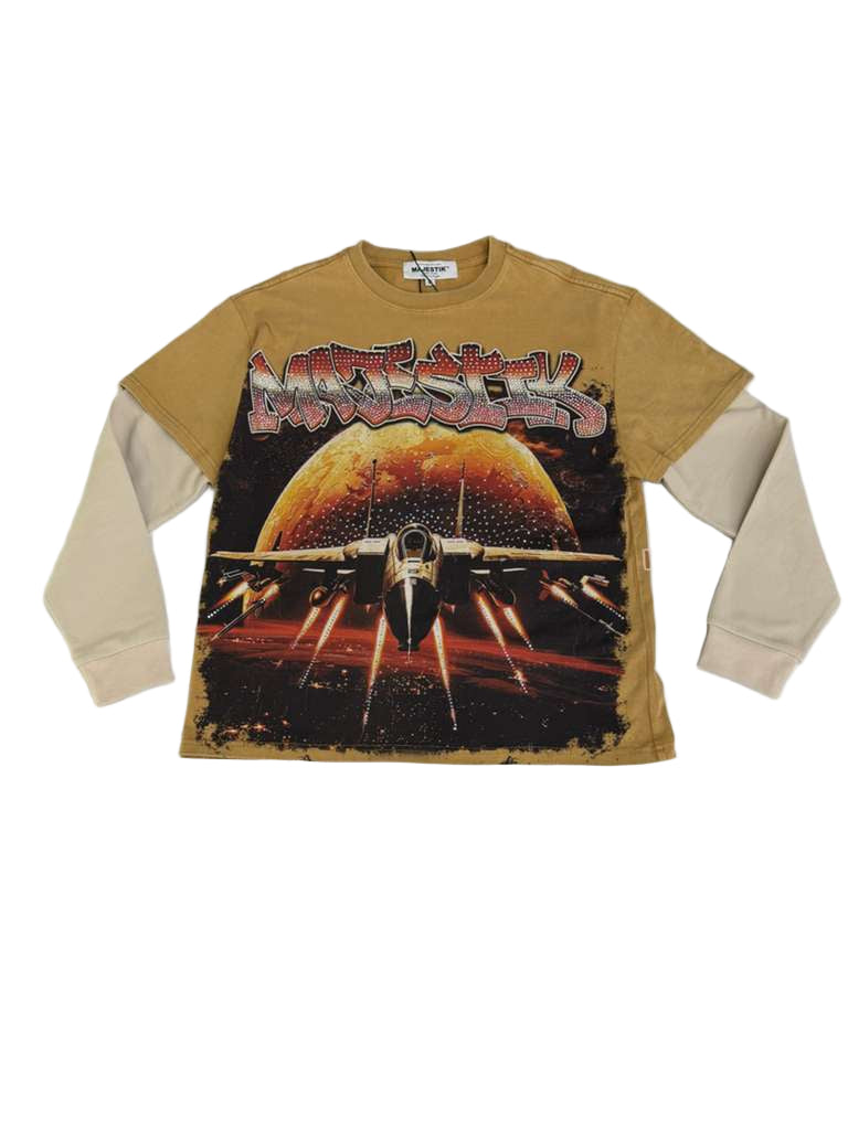 MAJESTIK MEN’S GARMENT DYED TWOFER(W/THERMAL) TW2585 BROWN