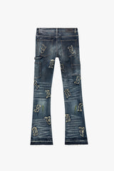 VALABASAS LOOMIS " DARK BLUE WASH FLARED STACKED JEAN VLBS3897 DK. BLUE WASH