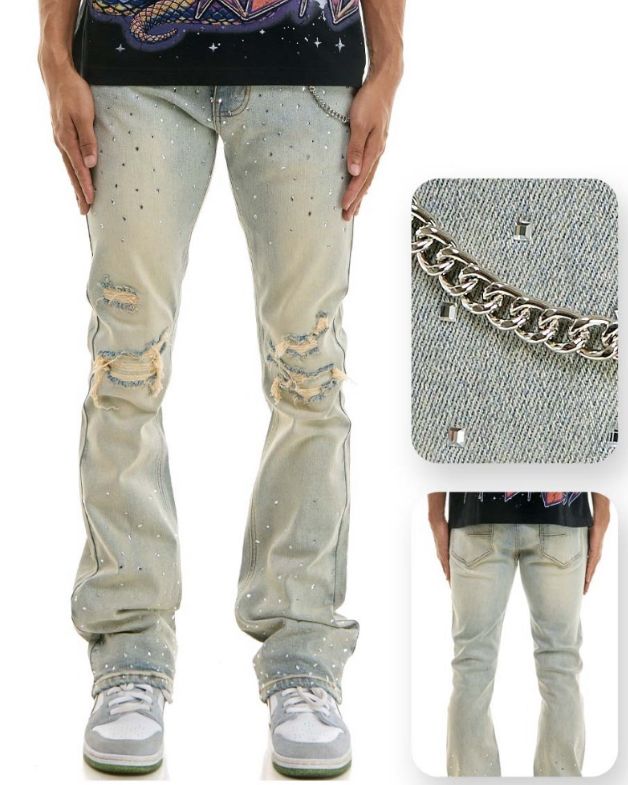 KDNK RHINESTONE JEANS KND4862 LT BLUE
