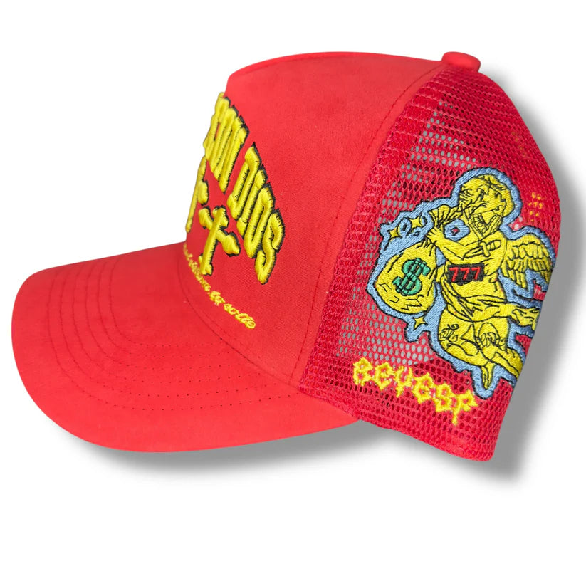 REYESF GORRA SIEMPRE CON DIOS 3 CRUZ HAT RED/YELLOW