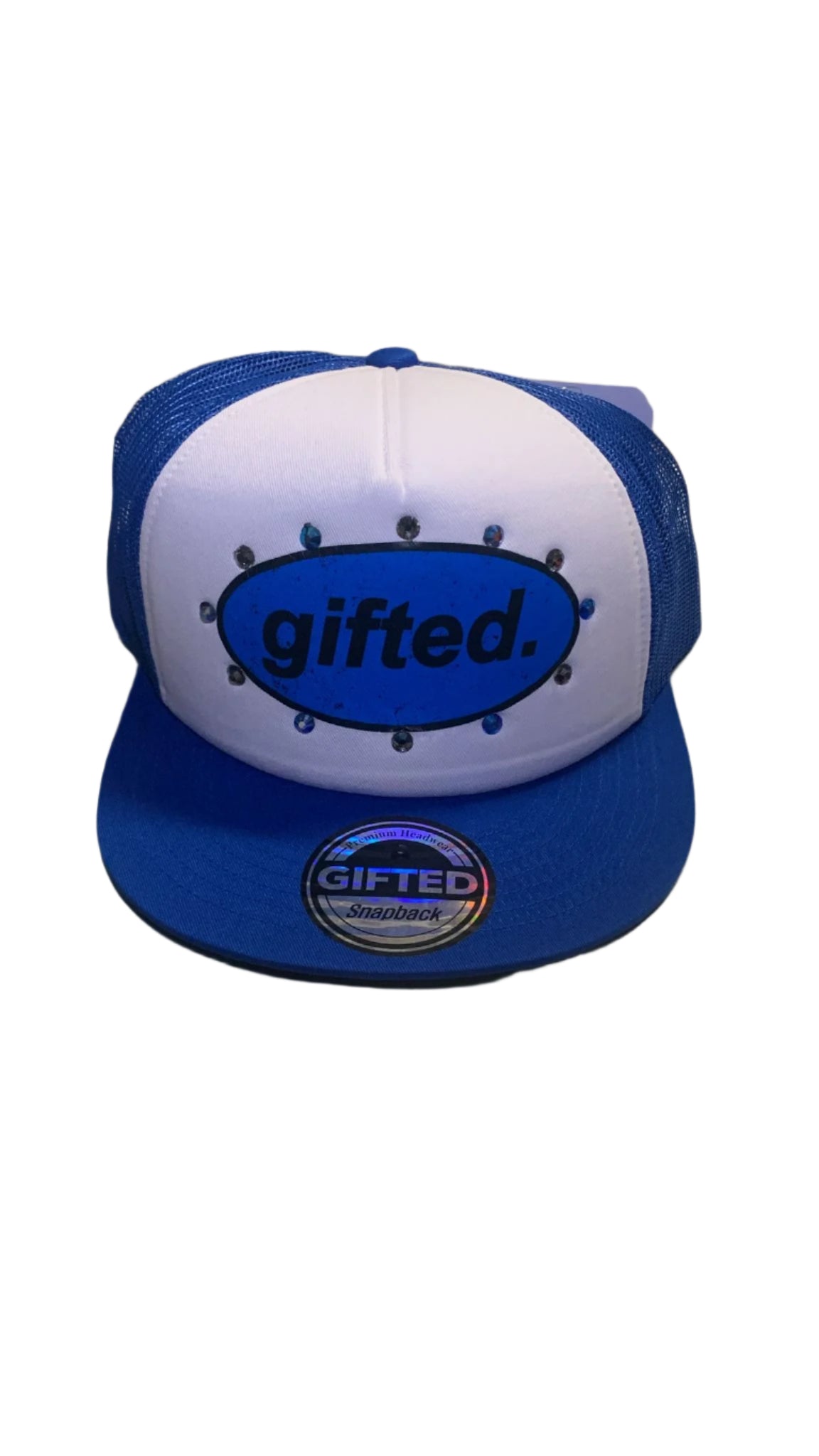 GIFTED RHINESTONE HAT BLUE/WHITE 9