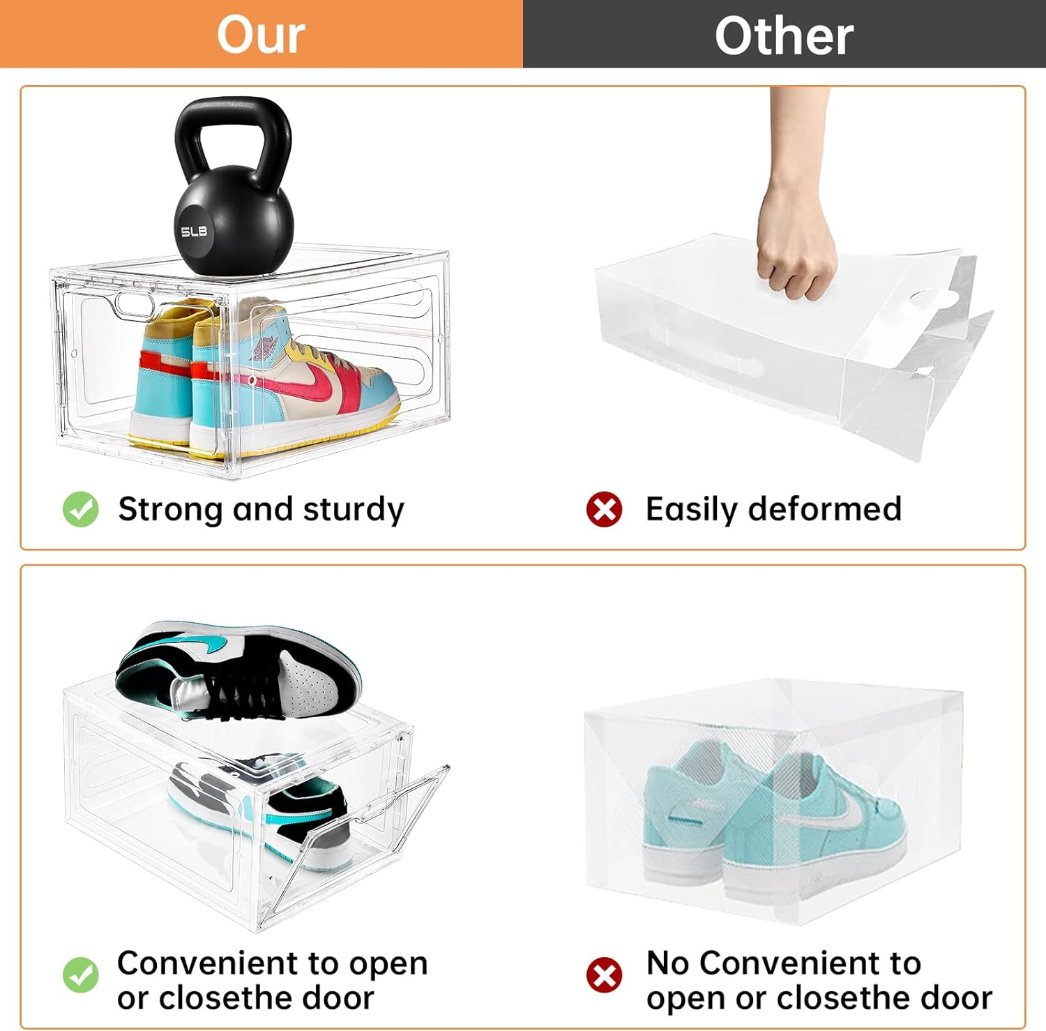 SHOE BOXES - SNEAKERS BOX - HARD PLASTIC - CLEAR