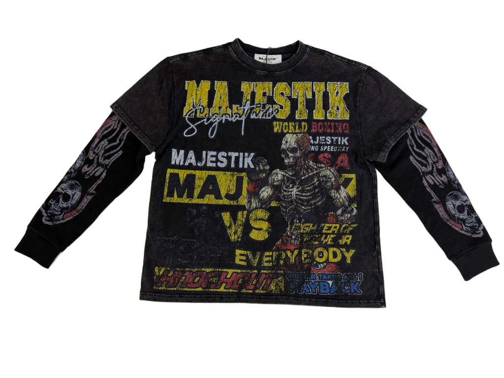 MAJESTIK MEN’S GARMENT DYED TWOFER(W/THERMAL) TW2576 BLACK