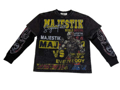 MAJESTIK MEN’S GARMENT DYED TWOFER(W/THERMAL) TW2576 BLACK