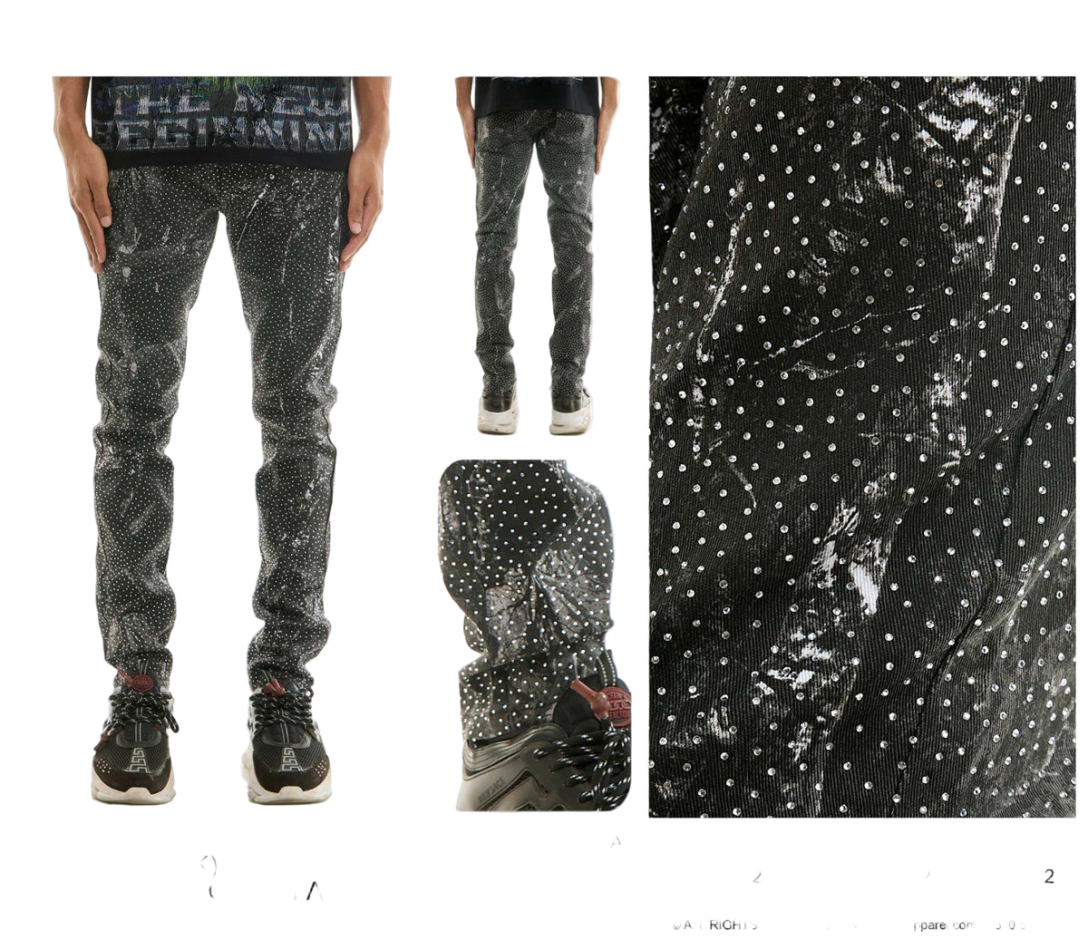 KDNK RHINESTONED CAMO PANTS KNB3453 CAMO BLACK
