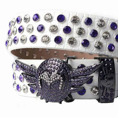 Rhinestone Angel Wing Rhinestone Belt  White GH-006