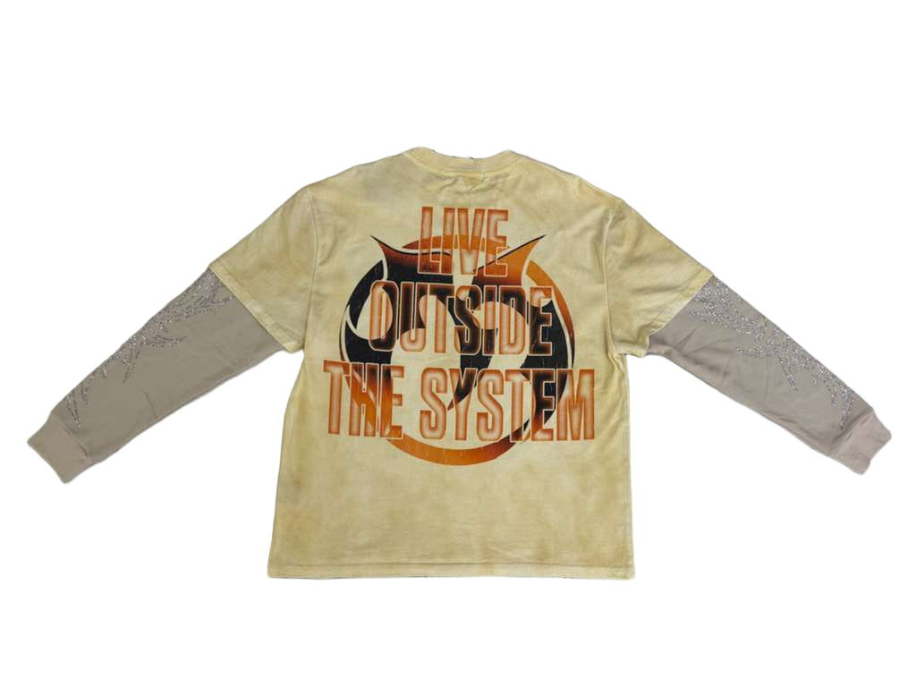 MAJESTIK MEN’S GARMENT DYED TWOFER(W/THERMAL) TW2584 EGGSHELL BLACK