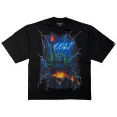 CULT OF INDIVIDUALITY oversized short SLEEVE CREW NECK TEE "BIG APPLE"