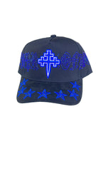 REYESF HAT SIEMPRE CON DIOS BLACK/ BLUE CRUZ V22