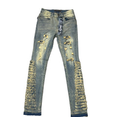 KDNK DISTRESSED STACK JEANS KND4654 T BLUE