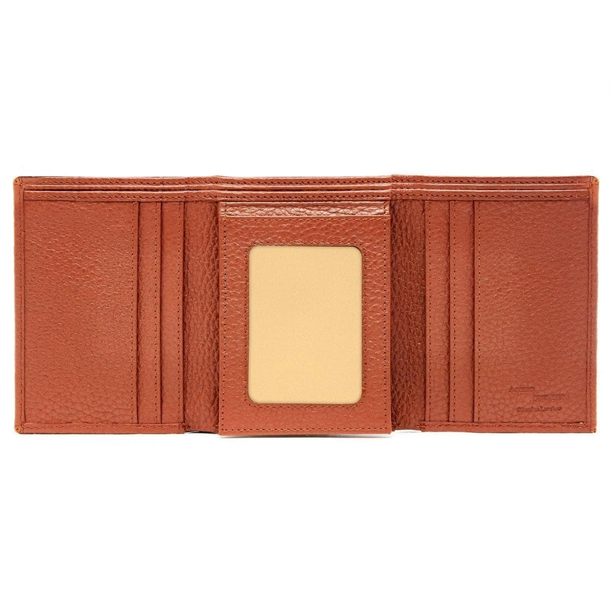 Access Denied Genuine Leather Trifold Leather Id Wallet For Men Rfid Block TAN -Pebble