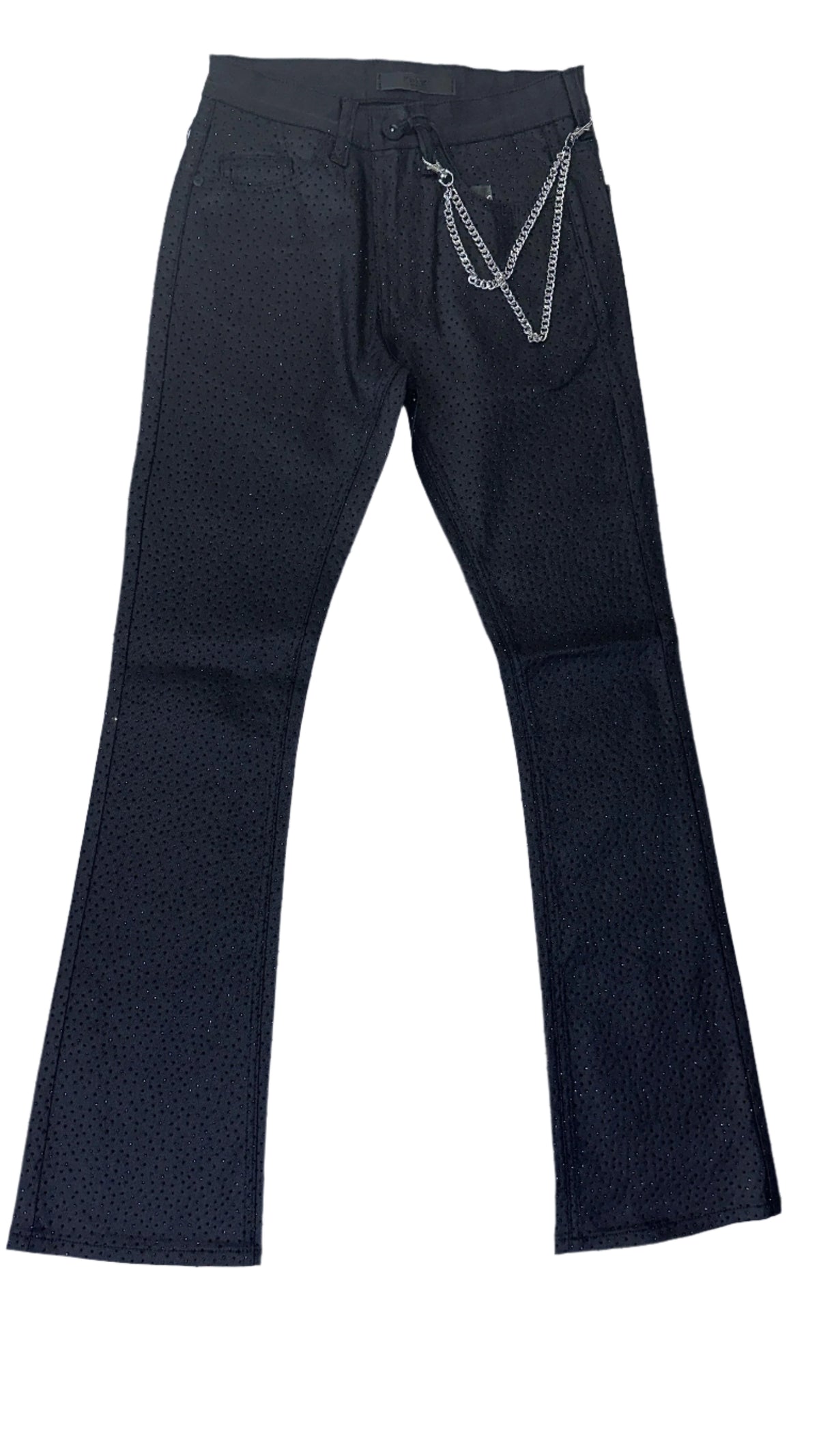 KDNK WAXED RHINESTONE PANTS  KNB3442 BLACK