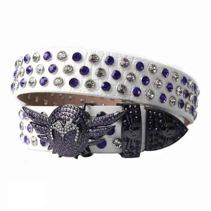Rhinestone Angel Wing Rhinestone Belt  White GH-006