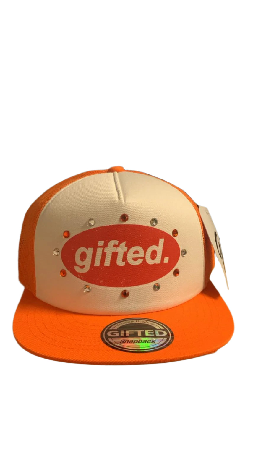GIFTED RHINESTONE HAT LIGHT ORANGE/WHITE/ RED 45