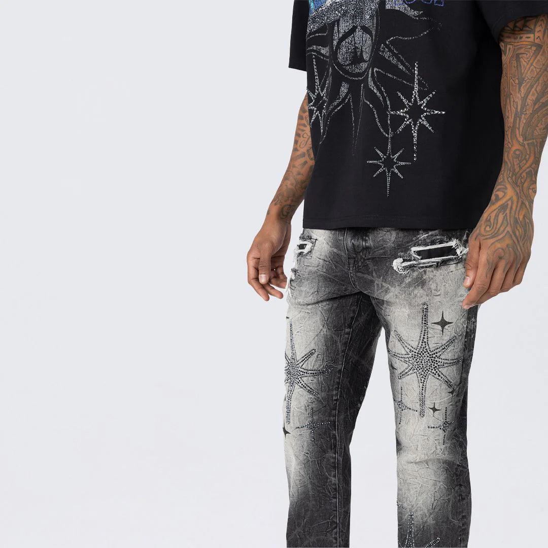 SMOKE RISE Long Straight Dystopia Jeans FASHION JP25247 VILLABLACK