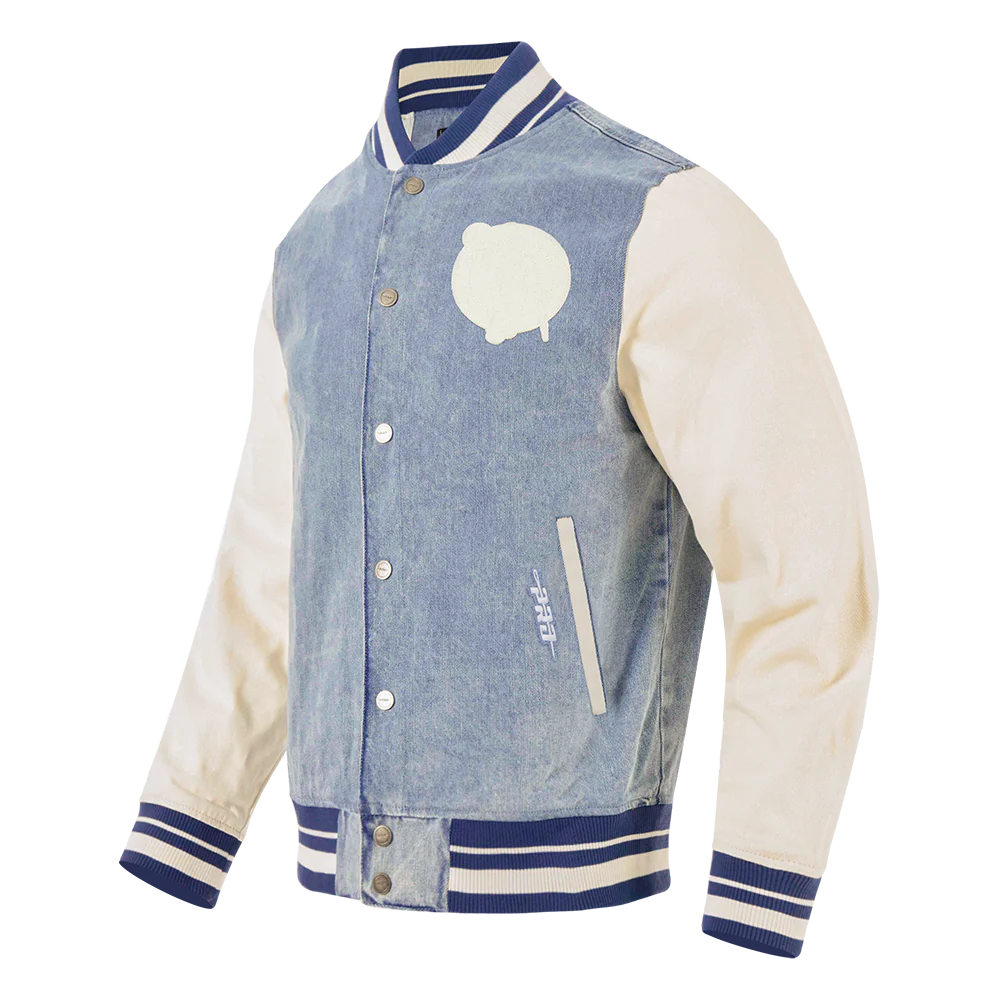 BOSTON CELTICS VARSITY BLUES DENIM VARSITY JACKET, DENIM/LINEN BBC6510361-DLN