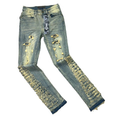 KDNK DISTRESSED STACK JEANS KND4654 T BLUE