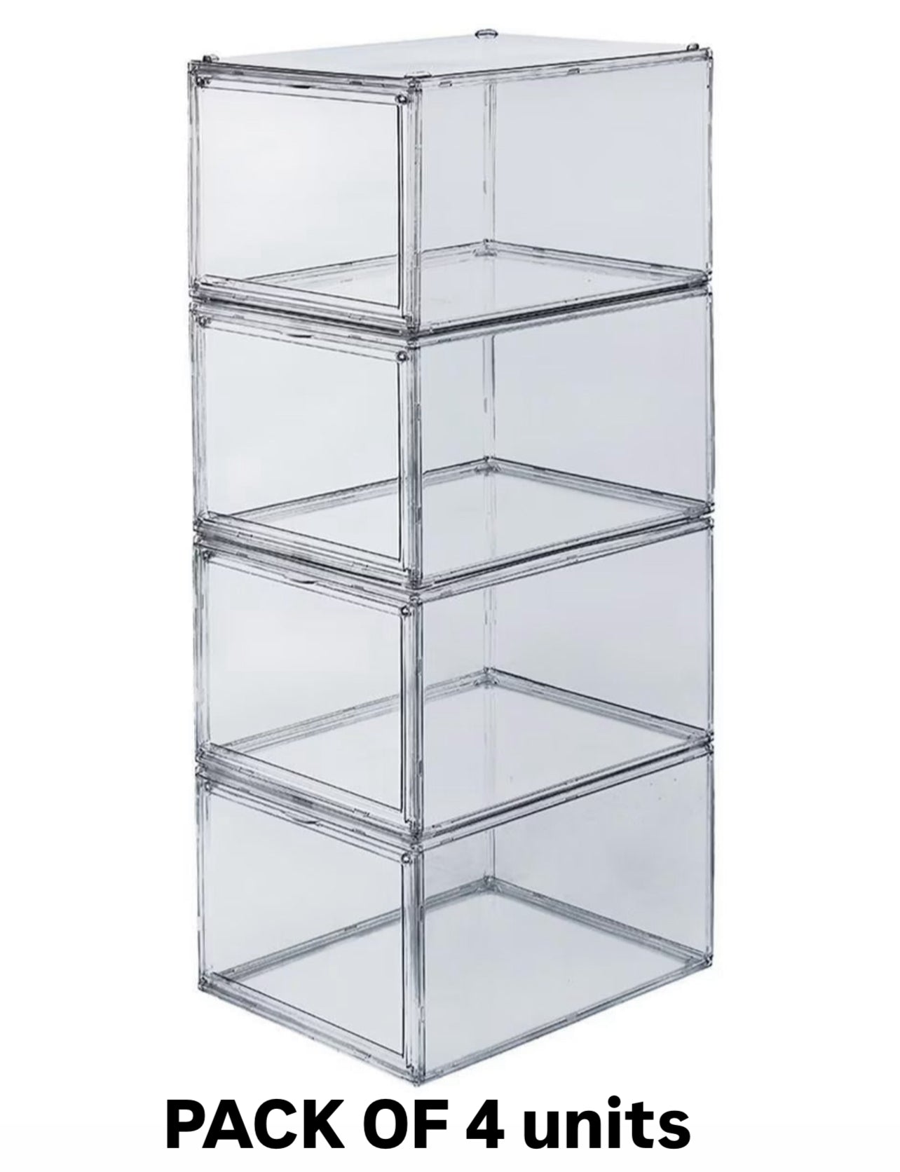 Shoe Boxes- 4 Sneakers Box - HARD PLASTIC - CLEAR. 4 in a Pack