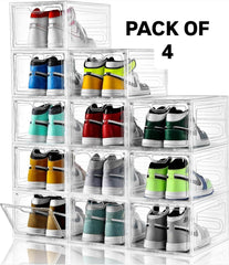 Shoe Boxes- 4 Sneakers Box - HARD PLASTIC - CLEAR. 4 in a Pack