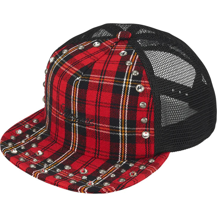 SUPREME  Simono Studded Mesh Back FW25H95 RED PLAID HAT