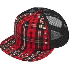 SUPREME  Simono Studded Mesh Back FW25H95 RED PLAID HAT