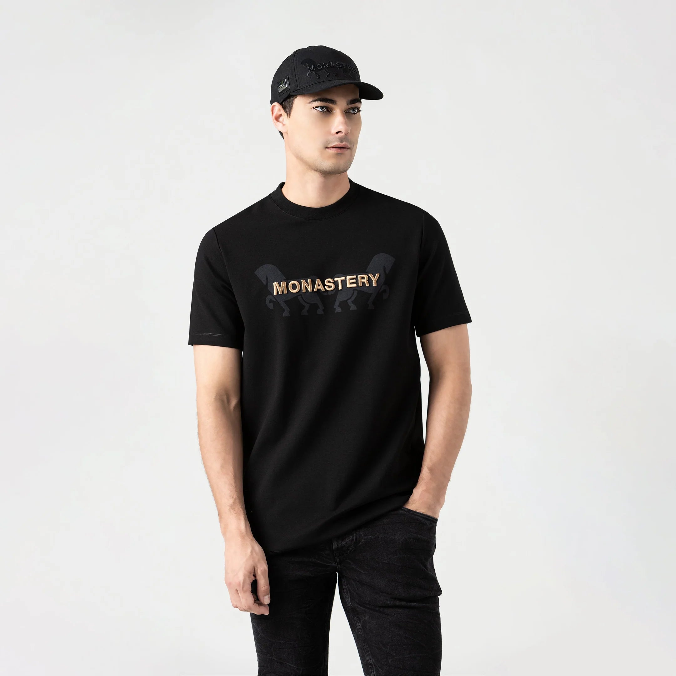 MONASTERY MUSTANG MEN BLACK T-SHIRT