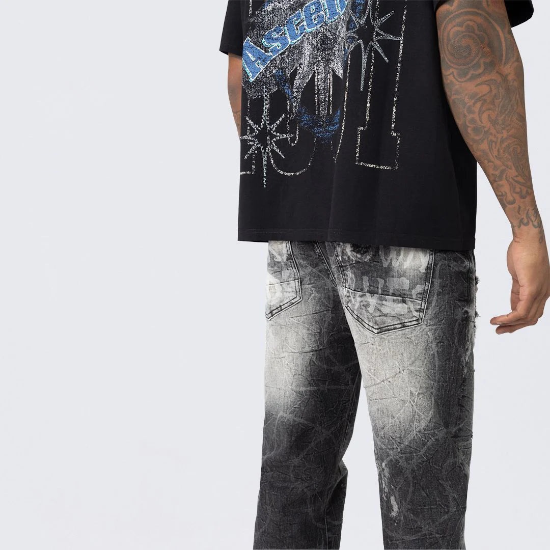 SMOKE RISE Long Straight Dystopia Jeans FASHION JP25247 VILLABLACK