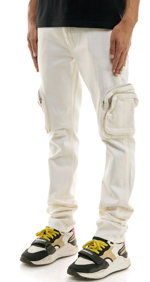 KDNK DOUBLE CARGO STACK PANTS KNB3360-CREAM