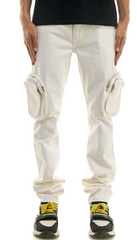 KDNK DOUBLE CARGO STACK PANTS KNB3360-CREAM