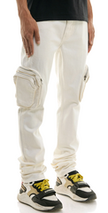 KDNK DOUBLE CARGO STACK PANTS KNB3360-CREAM