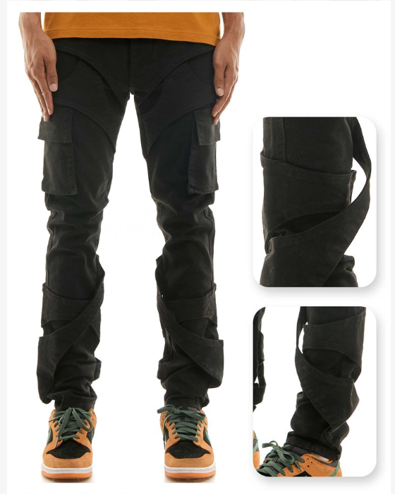 KDNK DECONSTRUCTED CARGO SKINNY PANTS KNB3384 BLACK