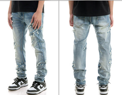 KDNK PATCHED SKINNY M.BLUE KND4641