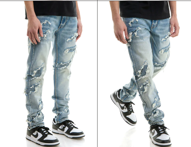 KDNK PATCHED SKINNY M.BLUE KND4641