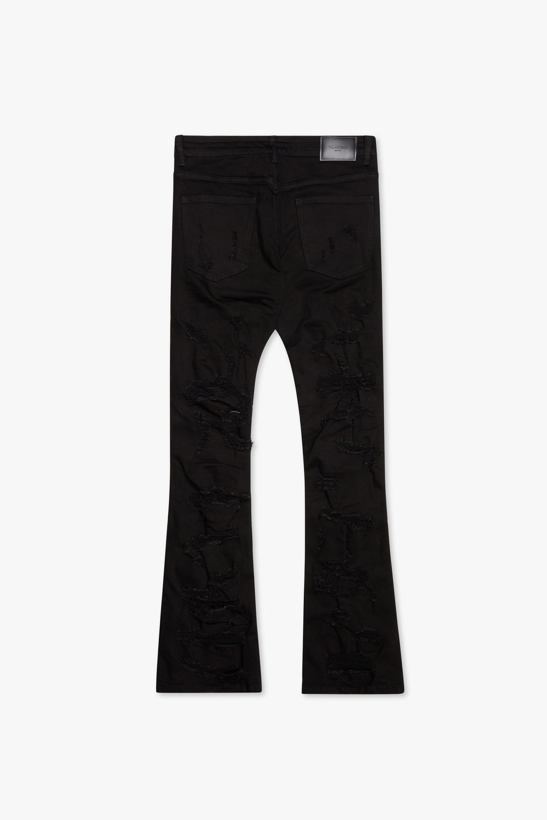 VALABASAS "BREACH" BLACK STACKED FLARE DENIM