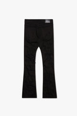 VALABASAS "BREACH" BLACK STACKED FLARE DENIM