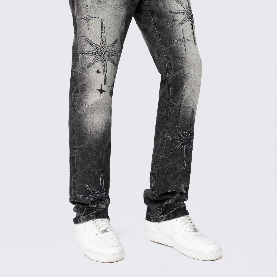 SMOKE RISE Long Straight Dystopia Jeans FASHION JP25247 VILLABLACK