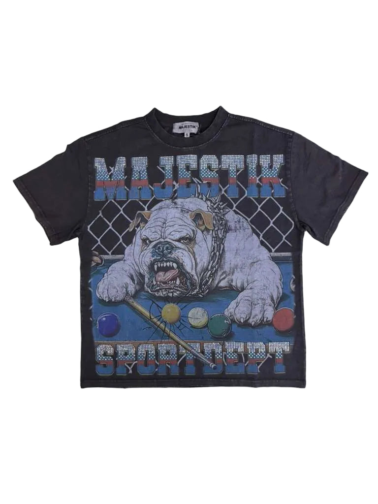 MAJESTIK T-SHERT  BLACK MEN’S GARMENT DYED DTG PRINT