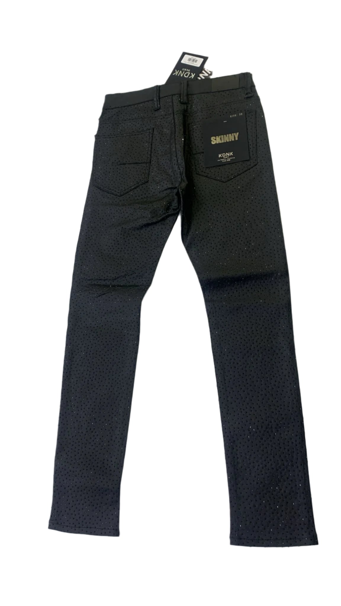 KDNK WAXED RHINESTONE PANTS KNB3448 BLACK